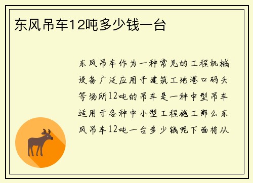 东风吊车12吨多少钱一台