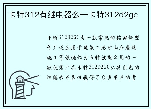 卡特312有继电器么—卡特312d2gc