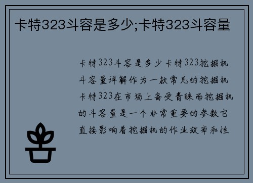 卡特323斗容是多少;卡特323斗容量